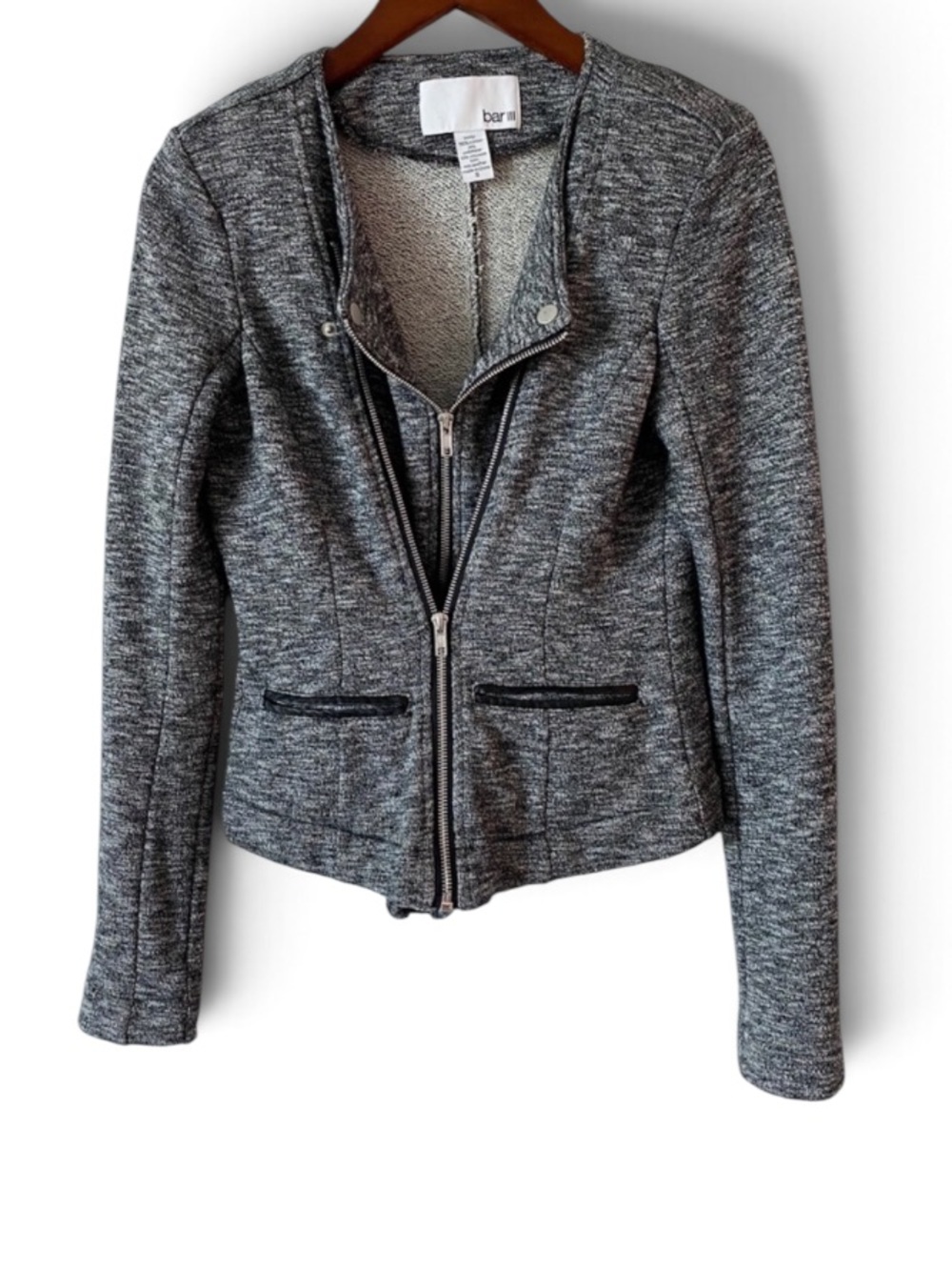 Bar lll Crop Jacket Size Small Gray Moto Zipper